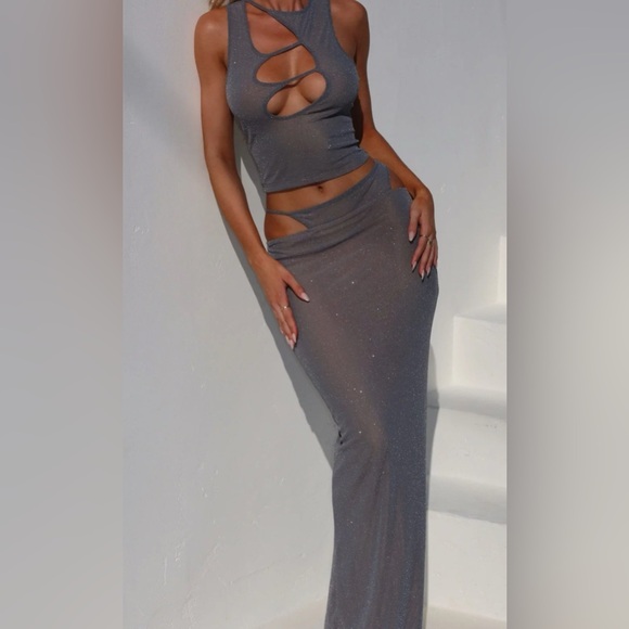OUTCAST ARDELL MAXI SKIRT And TOP SET SILVER SPL XS - Picture 3 of 7